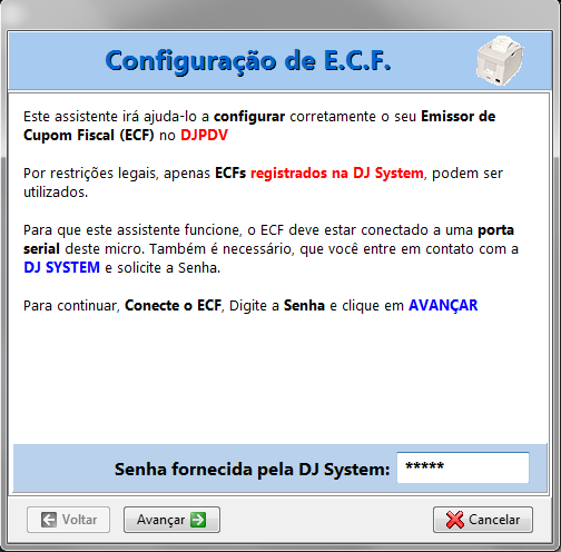 Configurações ECF