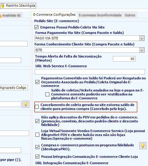 Configurações de empresa no central