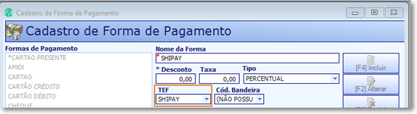 Cadastro da forma