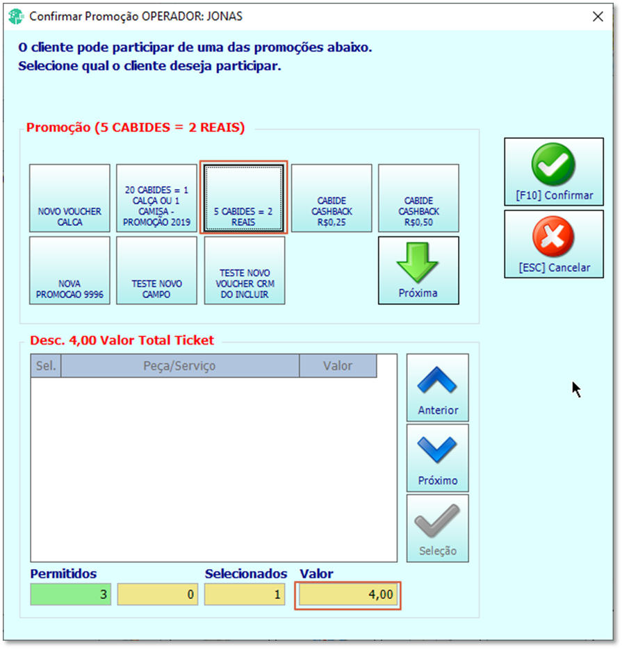 Valor de desconto que será dado na promoção